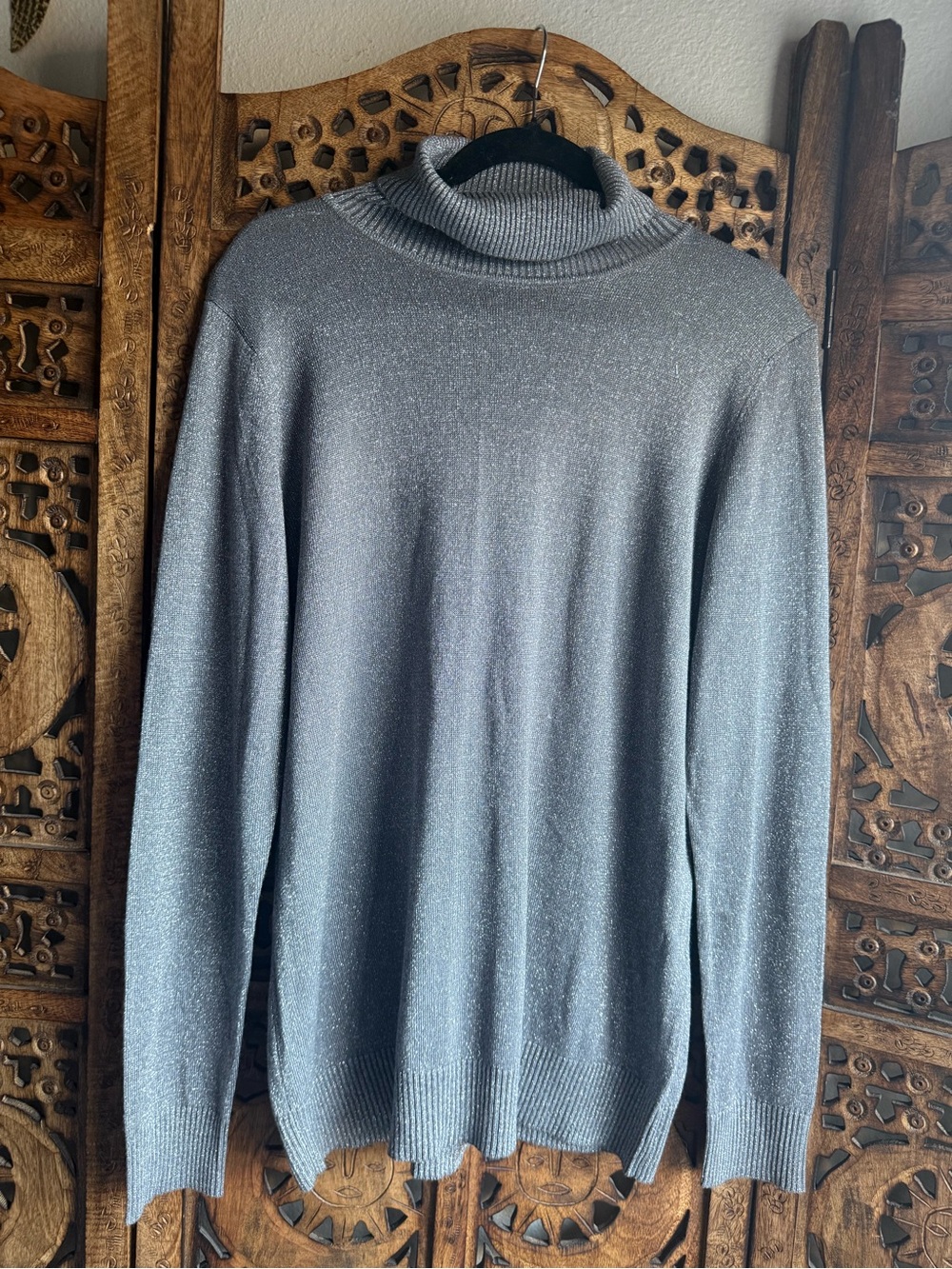 NWT Joseph A Metallic Silver Turtleneck Sweater XL